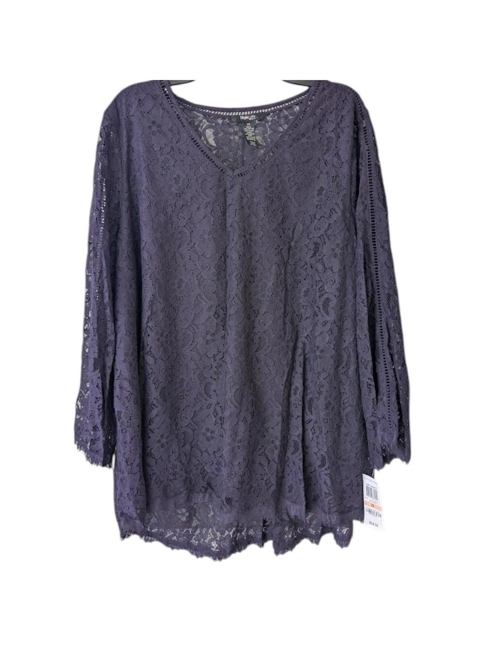 New Vintage Style & Co Woman 2X Purple Lace Tunic Top Y2K Lined NWT old stock
